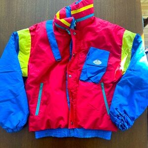 Vintage French Made Anoralp Multi Color Insulated Ski Jacket Size M.